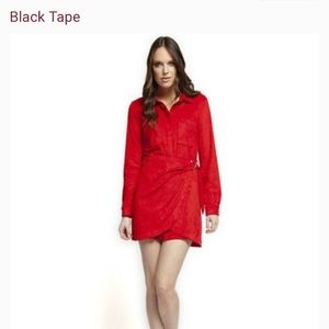 NWT Black Tape Red wrap belt /  snap button dress